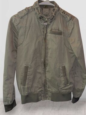 🌺Jou Jou Olive Green Military-Style Bomber Jacket